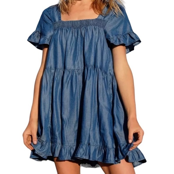 FREE PEOPLE- BABY DOLL RUFFLE DRESS - Picture 1 of 11